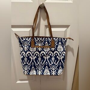 Stella & Dot Women’s Blue & Ivory Tote Shoulder Bag NWOT